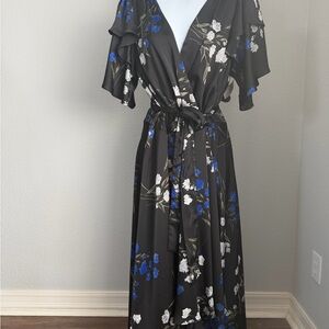 DKNY Black Floral Maxi Dress